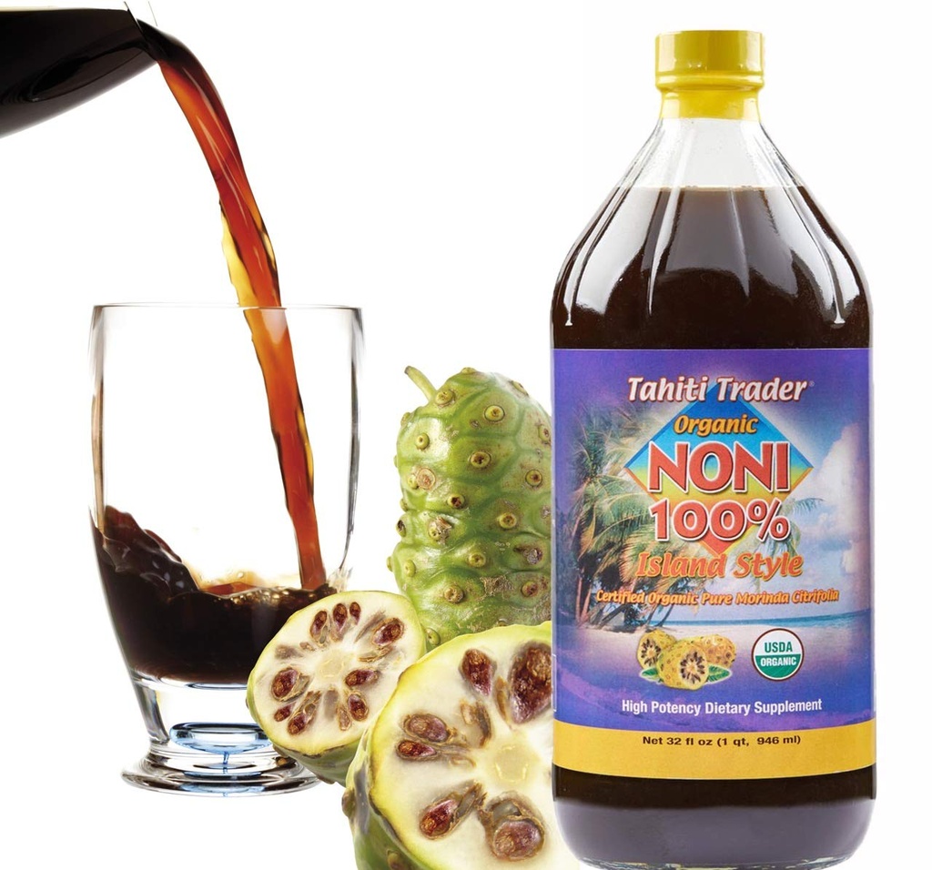 Tahiti Trader Island Style High Potency Noni Juice - Καθαρός χυμός φρούτων Noni Ζυμωμένο στο Ξίδι - Βιολογικό Αντιοξειδωτικό Superfood Υποστηρίζοντας την Ενέργεια & την Υγεία του Σώματος - (32oz, 1 Pack)