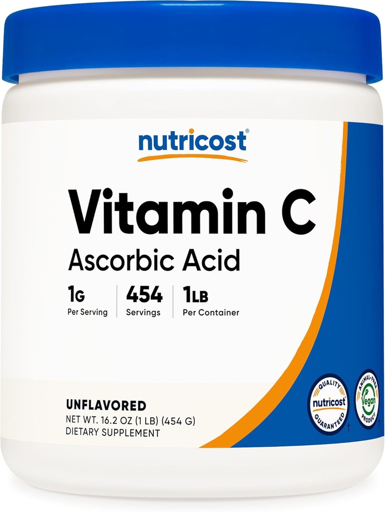 Nutricost σε σκόνη ασκορβικού οξέος (βιταμίνη C) 1LB