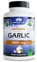 NaturaLife Labs Odorless Σκόρδο – 3.000 mg Ισοδύναμο ανά Σερβίρισμα – 150 Softgels – Συμπυκνωμένο εκχύλισμα σκόρδου με Βιολογικό Έξτρα Παρθένο Ελαιόλαδο – Μη ΓΤΟ, Χωρίς Γλουτένη