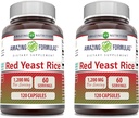 Amazing Formulas Red Yeast Rice 1200mg Per Serving Capsules Supplement 