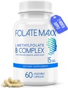 FolateMaxx L-Methylfolate + B12 Methylcobalamin & B6 Blend (15mg) - 60 Κάψουλες - Ενεργό B-Complex με Συνεργάτες & Απαραίτητα Αμινοξέα - Μη ΓΤΟ, Χωρίς Γλουτένη, Χωρίς Γλουτένη