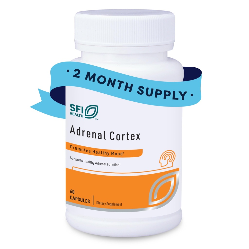 Klaire Labs SFI Health Adrenal Cortex - Στοχευμένα Συμπληρώματα Υποστήριξης Επινεφριδίων για την Υγεία της Κορτιζόλης - Καθαρό, χωρίς ΣΕΒ Λυοφιλοποιημένο Εκχύλισμα από Ζυμαρικά βοοειδή (60 κάψουλες)
