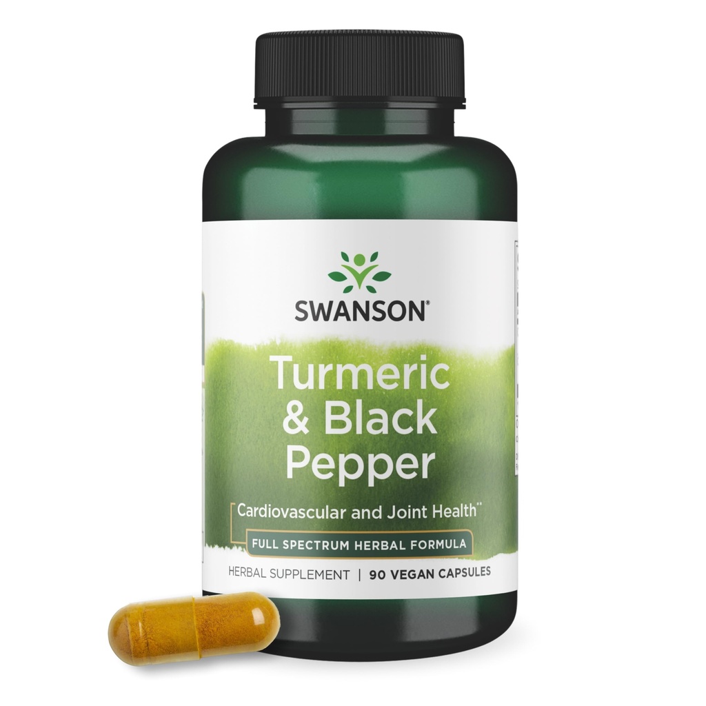 Swanson Premium- Turmeric '&' Black Pepper - Αντιοξειδωτικό, Digestion '&' Κοινή Υποστήριξη - 90 Veg Caps