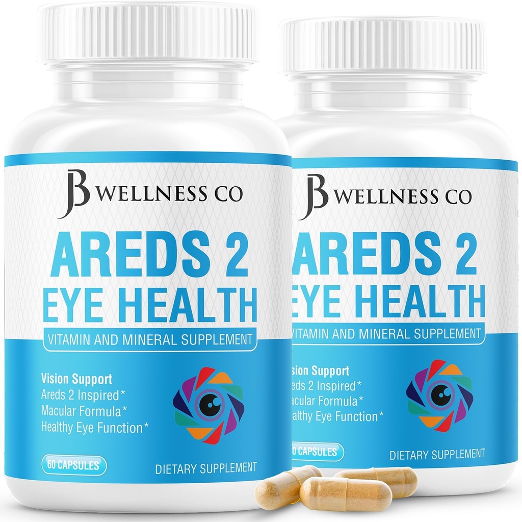 JB Wellness AREDS 2 Eye Vitamin & Mineral Supplement, Περιέχει λουτεΐνη, βιταμίνη C, ζεαξανθίνη, ψευδάργυρο & βιταμίνη Enhance Vision Supplement - 120 Count
