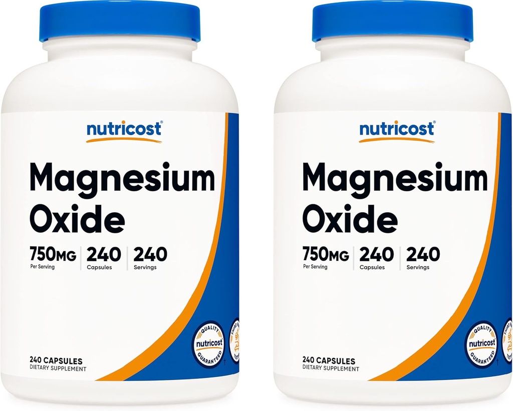 Nutricost oxide μαγνήσιο 750mg, 240 κάψουλες (2 φιάλες)