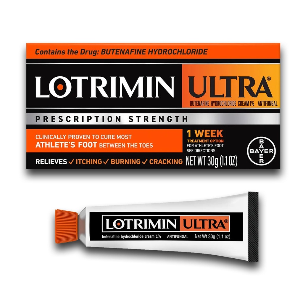 Lotrimin Ultra 1 εβδομάδα θεραπεία ποδιών αθλητή, δύναμη συνταγής Butenafine υδροχλωρική 1%, Θεραπείες Τα περισσότερα πόδια αθλητών μεταξύ των ποδιών, κρέμα, 1.1 Oz