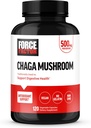 FORCE FACTOR Chaga Μανιτάρια κάψουλες, συμπλήρωμα μανιταριών για την υποστήριξη της υγείας και της πέψης, κατασκευασμένο από πραγματικά μανιτάρια, Vegan, μη GMO, 120 κάψουλες