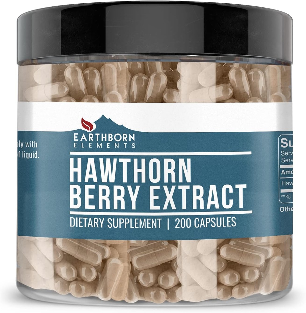 Earthborn στοιχεία Hawthorn Berry Extract 200 κάψουλες, καθαρό & μη αραιωμένο, χωρίς πρόσθετα
