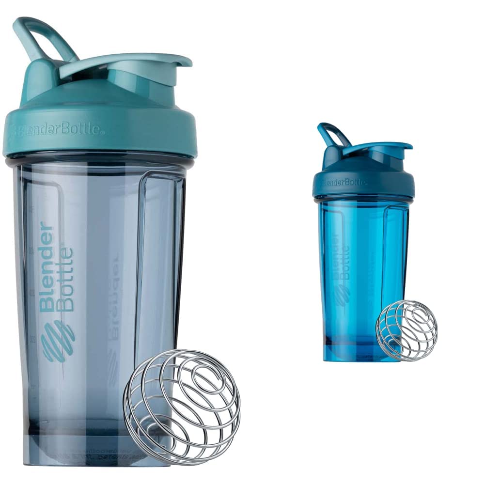 BlenderBottle Shaker Bottle Pro Series Perfect for Protein Shakes and Pre Workout, 24-Ounce, Cerulean Blue and Ocean Blue