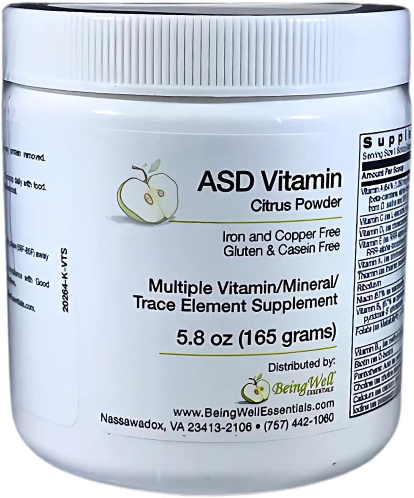 ASD Vitamin Powder - Citrus Flavor - για Παιδιά με Αυτισμό Φασματική Διαταραχή Πολλαπλή Βιταμίνη/ορυκτό/στοιχείο ανίχνευσης Συμπλήρωμα- 5.8 oz