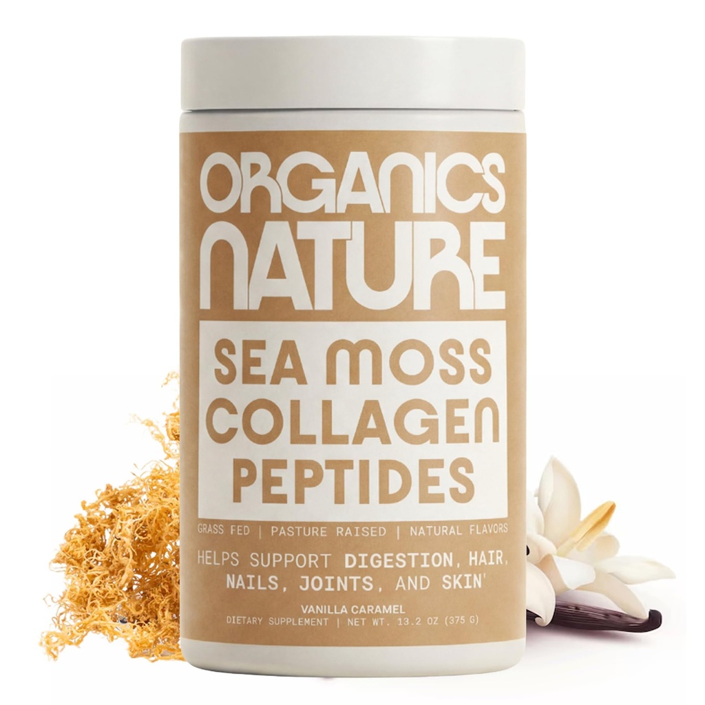 ORGANICS NATURE Κολλαγόνο Peptides σκόνη με Ιρλανδική Θάλασσα Moss Vanilla Caramel Flavored 