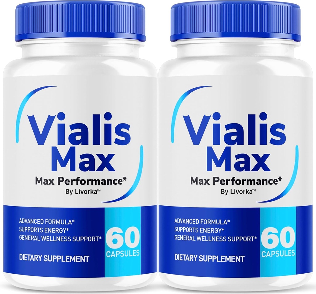 (2 Pack) Vialis Max Χάπια για άνδρες - Επίσημη Vialis Max Premium Ανδρική Υποστήριξη Φόρμουλα για γρήγορη ενέργεια, αντοχή και απόδοση, VialisMax κάψουλες Advanced Formula, 120 κάψουλες για 2 μήνες