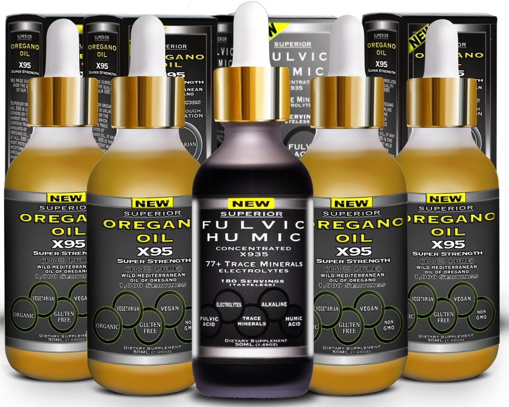 Fulvic Acid Humic Ionic Trace Mineral Drops με ηλεκτρολύτες Plus Ρίγανο Oil Drops Super Strength More Versatile Κατόπιν Λάδι από Ρίγανο Softgels και κάψουλες