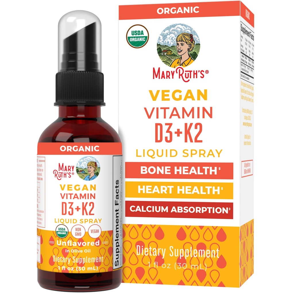 Organic D3 + K2 Spray της MaryRuth για ενήλικες & παιδιά για την υγεία των οστών 
