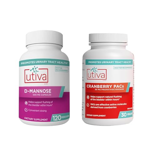 20% Bundle Utiva Cranberry PACs 30 Vegi Κάψουλες Cranberry συμπλήρωμα για την ουρική τραχεία υγεία για τις γυναίκες και τους άνδρες + Utiva D-Mannose 500mg 120 κάψουλες φυσικώς Flush Η ουροδόχο κύστη και ούρων