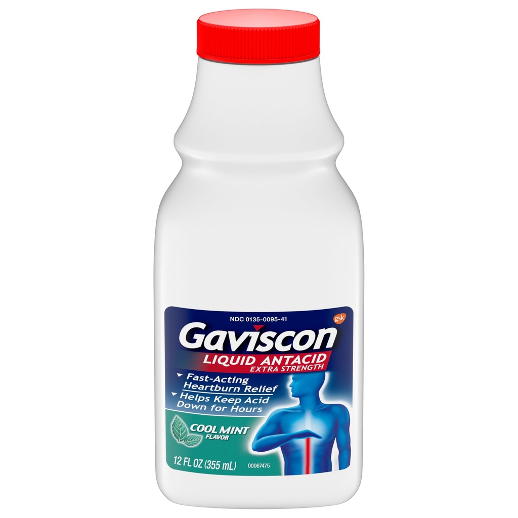 Gaviscon επιπλέον δύναμη δροσερό υγρό αντιόξινο νομισματοκοπείο για γρήγορη δράση ανακούφισης από εγκαύματα, 12 ουγγιά