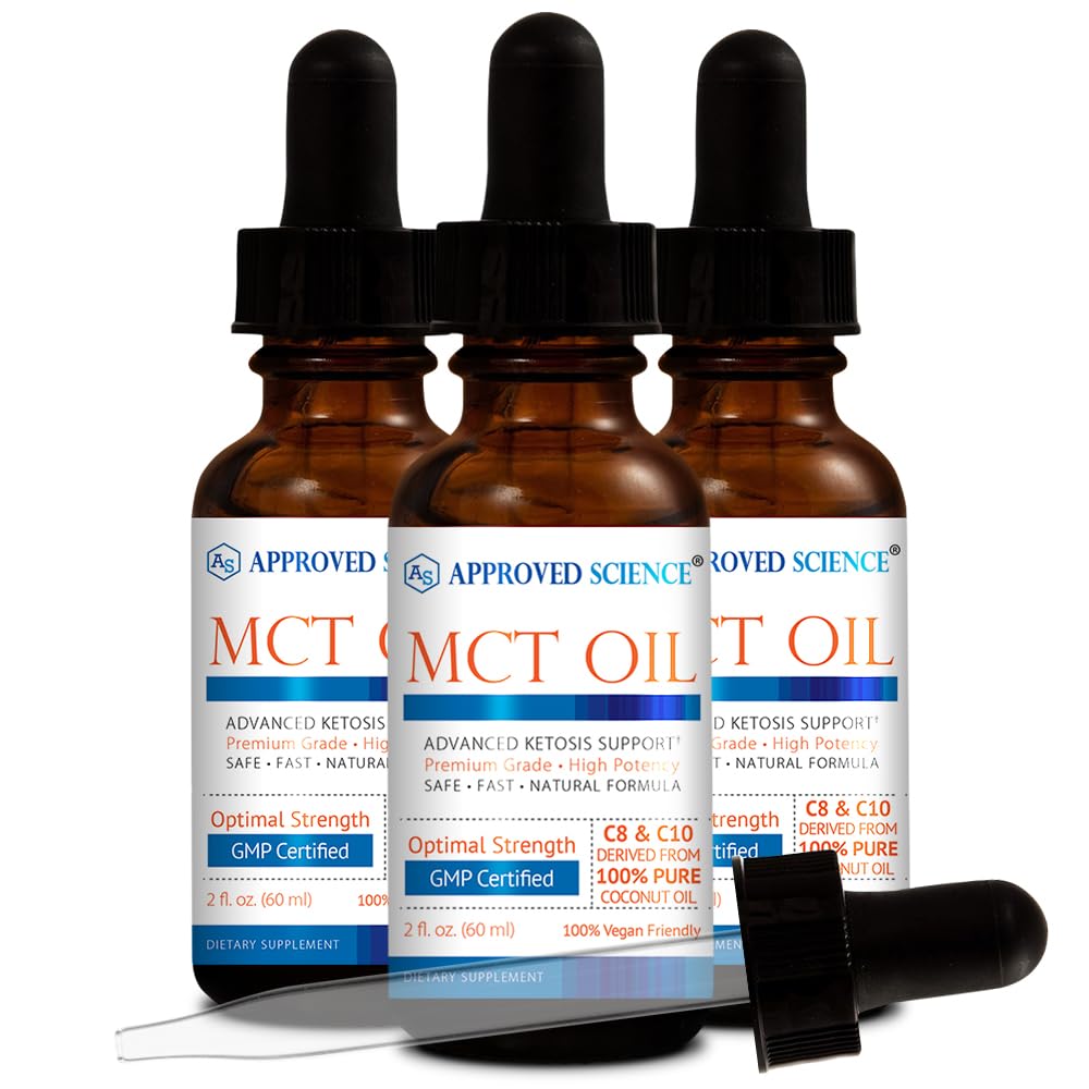 Εγκεκριμένο Science® MCT Oil - Pure Medium-Chain Trigeride (MCT) Oil που προέρχεται από καρύδες με καπρυλικό οξύ (C8) και καπρικό οξύ (C10) - Vegan, 60 ml - Συσκευασία των 3