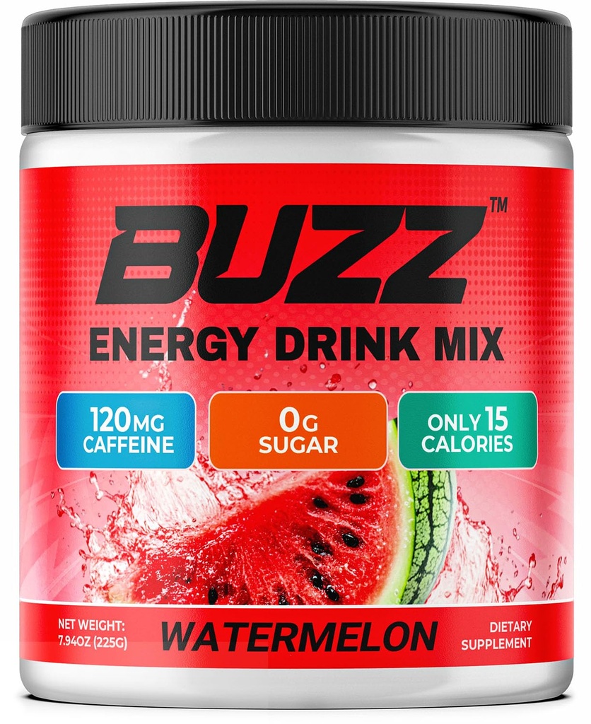 Morning Buzz Energy Drink Powder - Energy Boost Drink Mix - Sugar-Free Energy με Αντιοξειδωτικά - Morning Kickstart και Sports Nutrition Endurance Product - 30 Μερίδες, Καρπούζια, 8 Ουγγιά