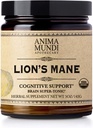 Anima Mundi Athecary Lions Mane Brain Tuner Mushroom Powder - Βιολογικά Lions Mane Extract Powder for Cognitive Support - Βιολογικό συμπλήρωμα σκόνης μανιταριών (5oz / 141g)
