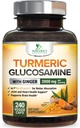 Turmeric Curcumin Supplement 2000mg - 95% Κουρκουμινοειδή με Γλυκοζαμίνη, Ginger & MSM, BioPerine Μαύρο Πιπέρι για Καλύτερη Απορρόφηση, Vegan Κοινή Υποστήριξη, Μη-ΓΤΟ, Εμφιαλωμένο στις ΗΠΑ - 240 Κάψουλες