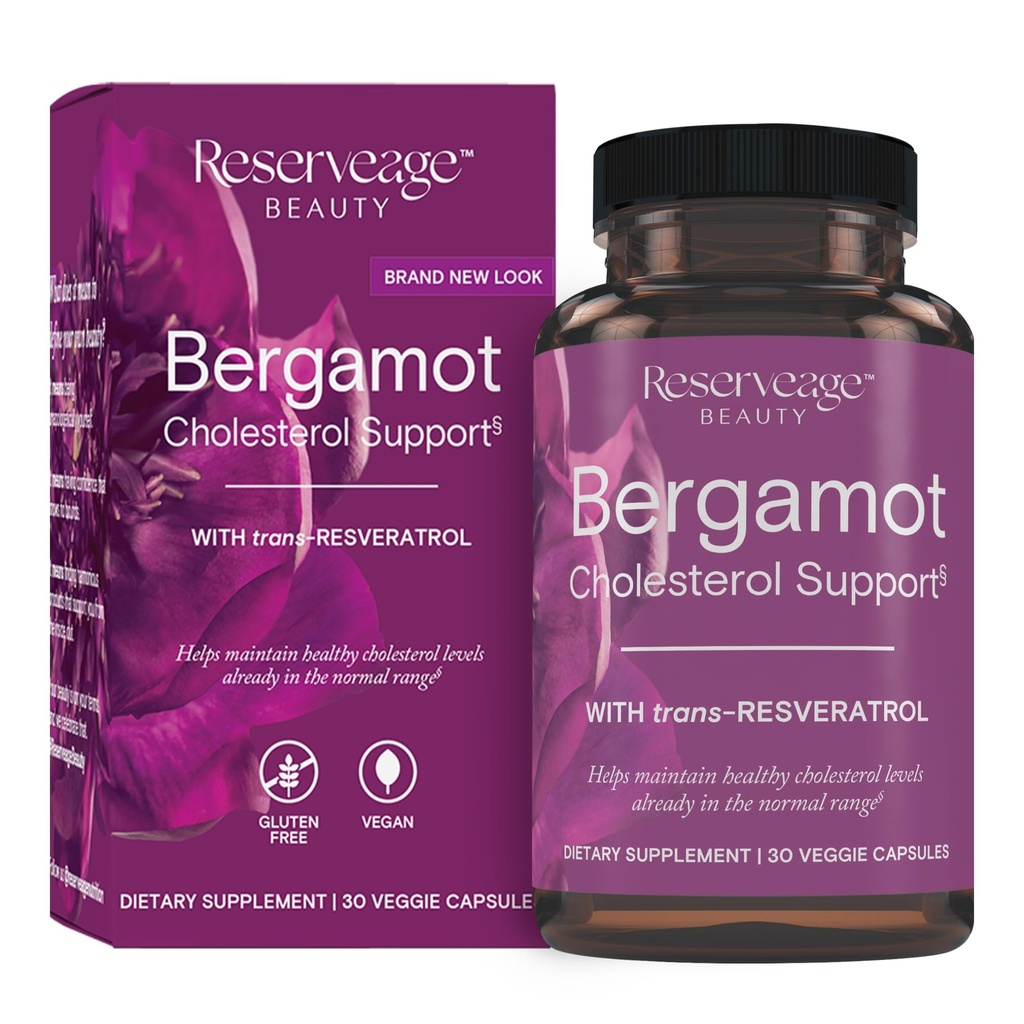 Ομορφιά Reservage Beauty Bergamot Cholesterol Support with Resveratrol - Αντιοξειδωτικό συμπλήρωμα για την καρδιοαγγειακή υποστήριξη & την υγεία της καρδιάς - Vegan & Non-GMO - 30 κάψουλες (30 εξυπηρετούν)