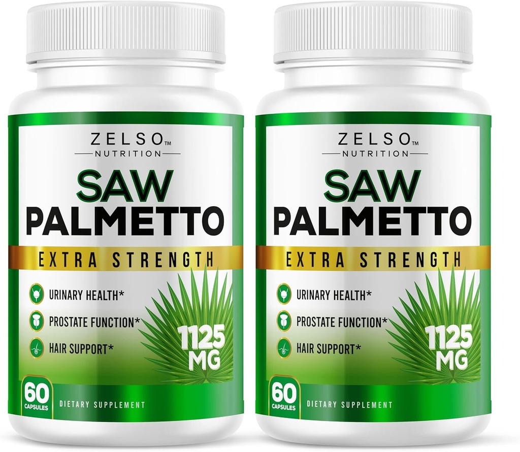 (2 Pack) Saw Palmetto Prostate Supplement for Men, 3-in-1 Benefits, DHT Blocker Hair Growth and Beta Blocker, Urinary Health, Prostate Function Support, 2 Month Supply