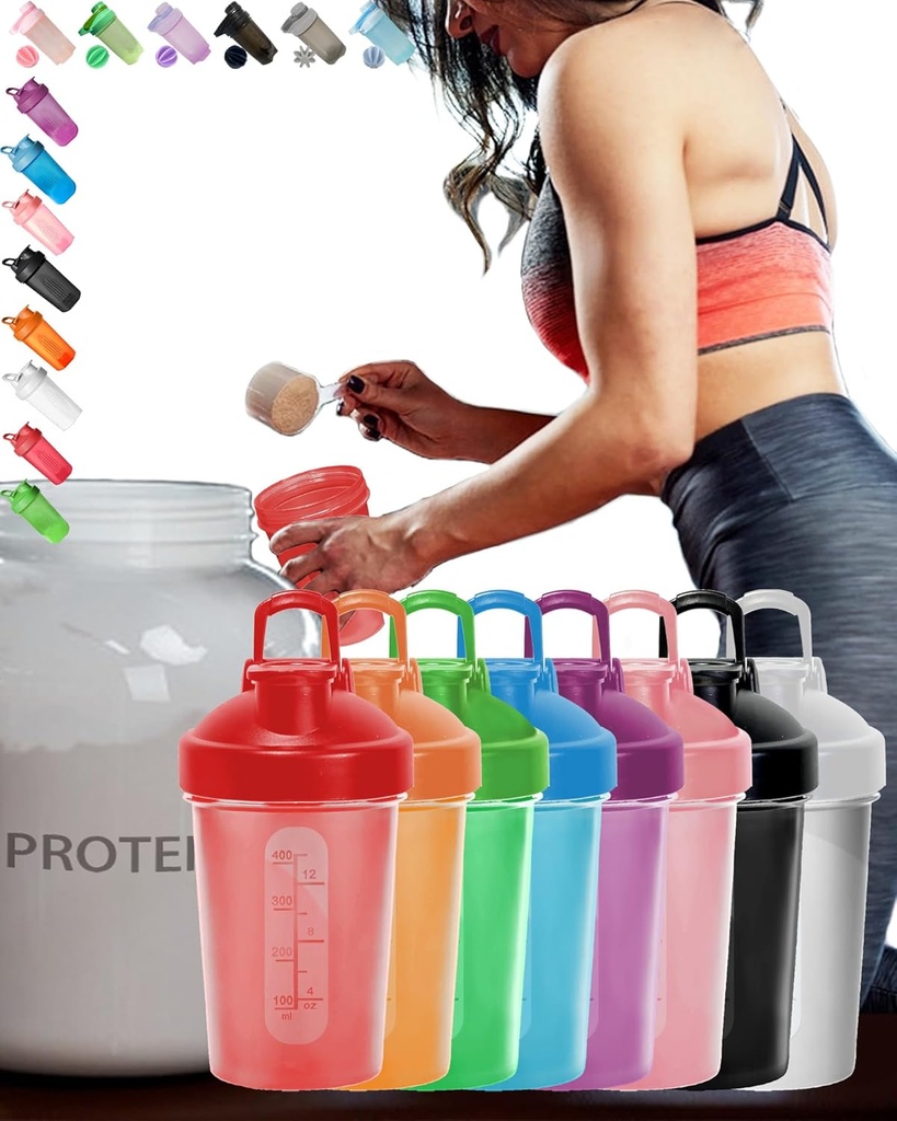 EBAT 16 κομμάτι σετ πολύχρωμο AntiDropBPAFREELeakProofProtein Shaker συσκευασία αξίας μπουκάλι w. Whisk Ball & ErgonomicDesign &, 8 Μοναδική συσκευασία αξία χρώματος (Δείτε φωτογραφία) για άνδρες / γυναίκες /
