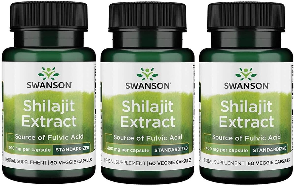 Swanson Shilajit Extract - συμπλήρωμα βοτάνων που προωθεί την υποστήριξη της ανάπτυξης κυττάρων - φυσική φόρμουλα για τη συνολική ευεξία - (400 Milligrams 60 κάψουλες Veg) 3 Pack