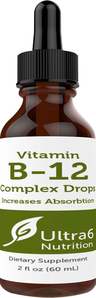 Ultra6 Διατροφή Βιταμίνη B12 Υπογλώσσια Υγρές σταγόνες - B12 Μεθυλοκοβαλαμίνη συμπλήρωμα Μεγάλη για την ενέργεια & την κούραση - Βιταμίνη-Β Συμπληρώματα για γυναίκες & άνδρες - 90 ημέρες προσφοράς