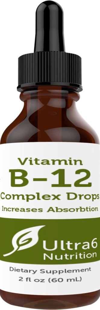 Ultra6 Διατροφή Βιταμίνη B12 Υπογλώσσια Υγρές σταγόνες - B12 Μεθυλοκοβαλαμίνη συμπλήρωμα Μεγάλη για την ενέργεια & την κούραση - Βιταμίνη-Β Συμπληρώματα για γυναίκες & άνδρες - 90 ημέρες προσφοράς