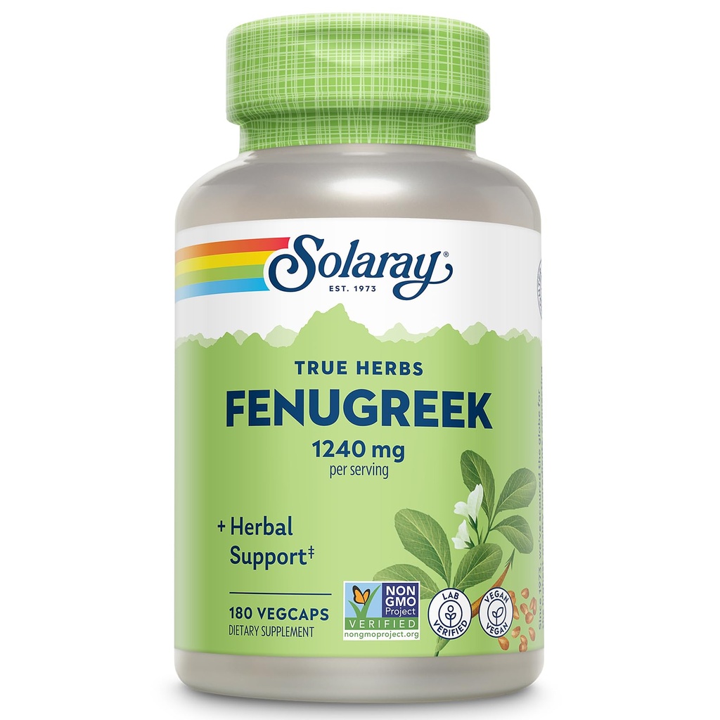 SOLARAY Fenugreek Σπόροι 1240 mg, Υγιεινή υποστήριξη και περισσότερα, Vegan και εργαστήριο Επαληθευμένο για την ποιότητα, 90 εξυπηρετήσεις, 180 VegCaps