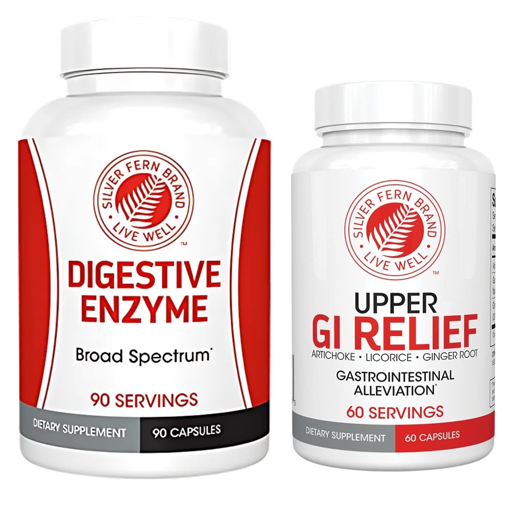 Silver Fern Brand - πάνω και κάτω GI Digestion σετ υποστήριξης - GI Relief and Digestive Enzymes Bundle