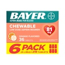 Bayer Ασπιρίνη Χαμηλή Δόση 81 mg Μασώμενα Tabletισκία, Πόνος Αναπνευστήρα, Πορτοκαλί Γεύση, 216 Tabletισκία (6 Συσκευασία)