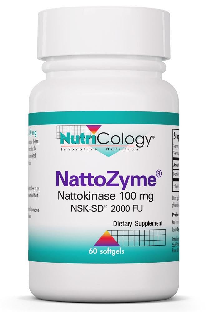 NactoZyme - Nattokinase συμπλήρωμα NSK-SD 2000 FU, 100mg, για άνδρες και γυναίκες, Hypoallergenic, Formula for Heart Support - 60 χορτοφαγικά Softgels
