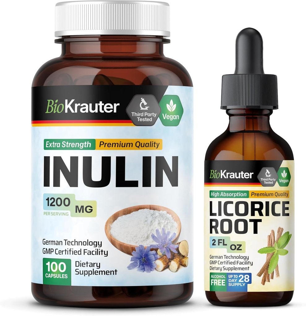 BIO KRAUTER Inulin 100 Capsules & Licorice Root Tincture 2 Fl. Oz.