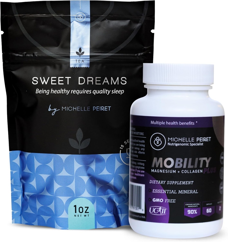 Wellness Bundle με Valerian Root Sweet Dreams Τσάι & Κινητικότητα Μαγνήσιο με κάψουλες σκόνης κολλαγόνου, φυσικά συστατικά, 60 εξυπηρετούν
