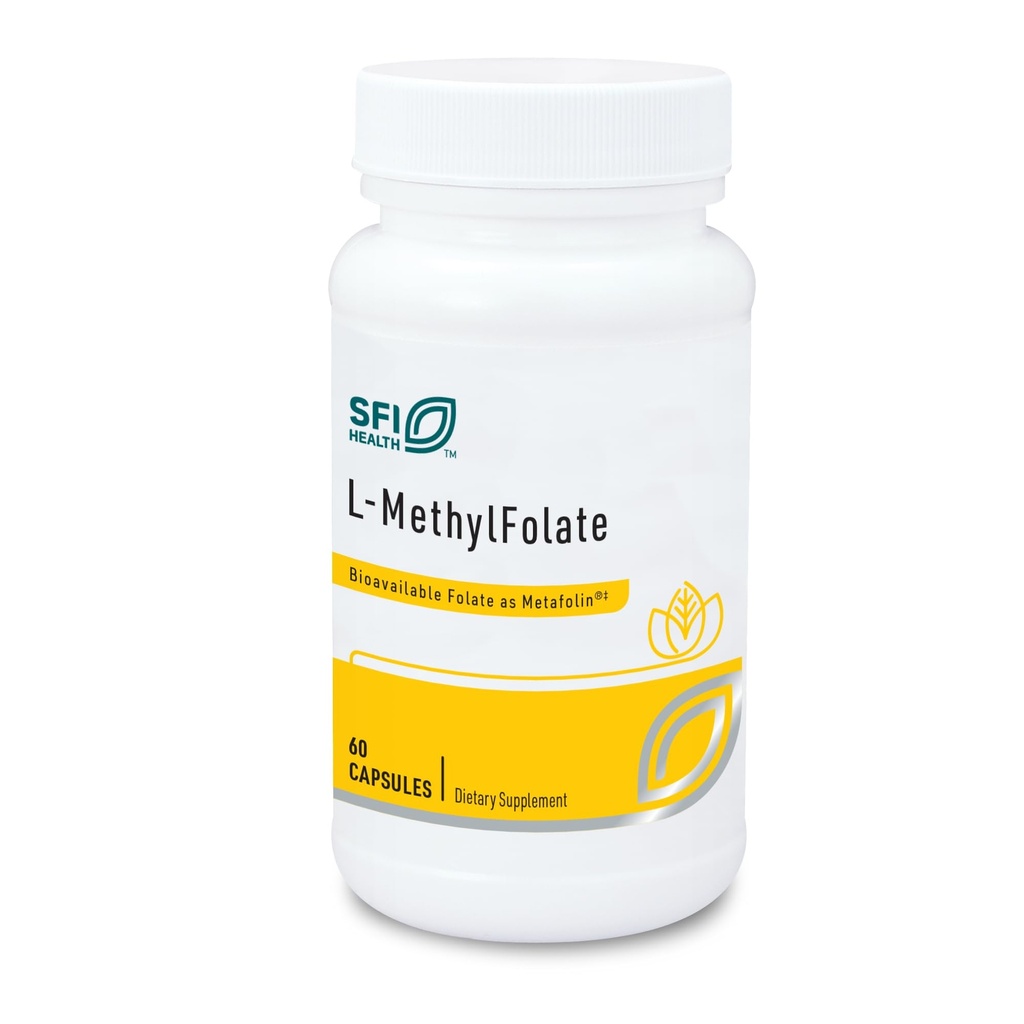 Klaire Labs SFI Health L-Methylfolate - 1000 mcg Folate Εξαιρετικά βιοδιαθέσιμα, Hypoallergenic 1000 Micrograms (1 Milligram) Metafolin L-5-MTHF (60 κάψουλες)