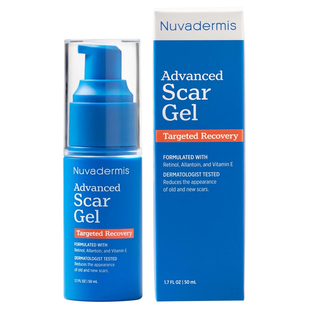 NUVADERMIS Σιλικόνη Scar Gel - 1.7 Fl Oz, Διαφανής Gel - Retinol & Βιταμίνη E Formula για Χειρουργικά Ουλές - C-Τομή, Tuck κοιλιά & Κελόιντ φροντίδα