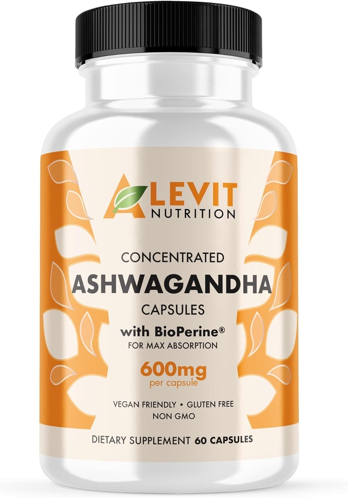 Organic Ashwagandha 600mg - 60 Count (2-Month Supply) - Vegan - BioPerine για βελτιωμένη απορρόφηση - Στρες, Τάση & Ευεξία Υποστήριξη