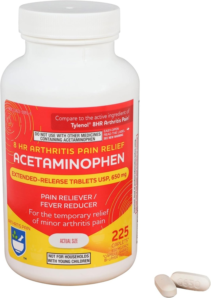 Rite Aid Acetaminophen 650mg Αρθρίτιδα Εκτεταμένες Αιχμές Απελευθέρωσης - 225 Count