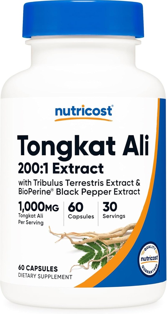 Nutricost Tongkat Ali 1.000mg 60 κάψουλες - με Tribulus Terrestris και BioPerine, χορτοφαγικά κάψουλες, μη ΓΤΟ, Χωρίς γλουτένη, ισχυρό εκχύλισμα