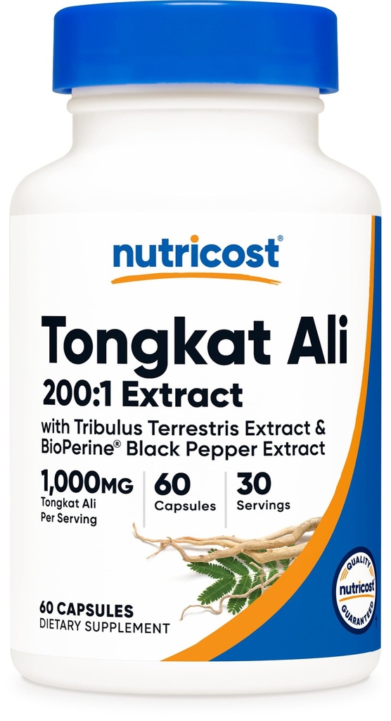 Nutricost Tongkat Ali 1.000mg 60 κάψουλες - με Tribulus Terrestris και BioPerine, χορτοφαγικά κάψουλες, μη ΓΤΟ, Χωρίς γλουτένη, ισχυρό εκχύλισμα