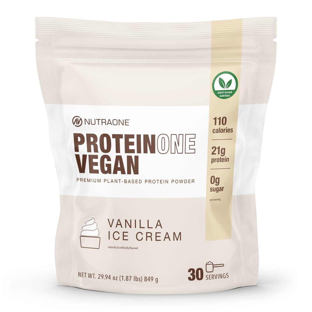 NutraOne ProteinOne Vegan φυτού-βασισμένη σε σκόνη πρωτεΐνης Vegan σκόνη, χωρίς γαλακτοκομικά, Pee και πρωτεΐνη ρυζιού (Vanilla Ice Cream)