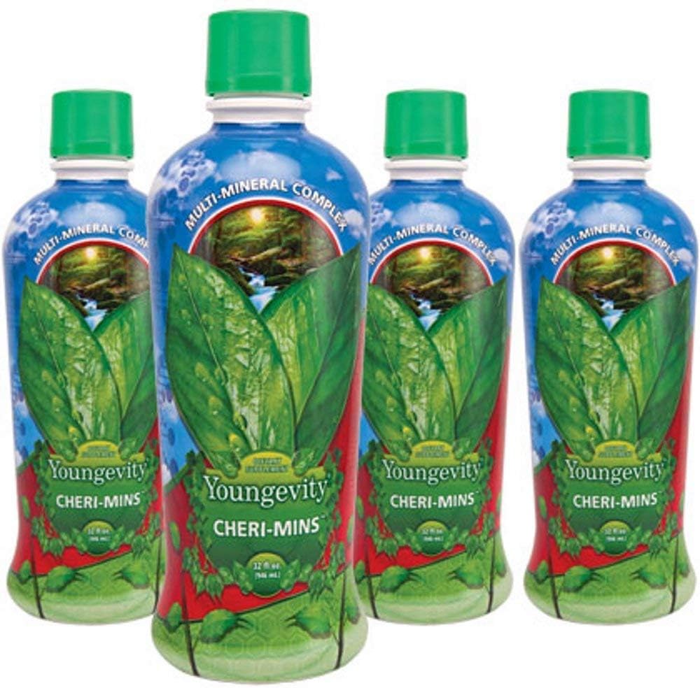 Youngevity Cheri-MinsTM Plant Derived Liquid Minerals - Great Tasting Formula - 77+ Natural Unaltered Trace Minerals - Colloidal Form Humic Shale (32 Fl Oz - Pack of 4)