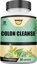 Cleanse Colon, Colon Detox, Όλα τα φυσικά βότανα Φόρμουλα, Υποστήριξη υγιείς κινήσεις Bowel, Υγεία των ορνίθων & Υγιής Μεταβολισμός Υποστήριξη, Μη-GMO - 60 κάψουλα λαχανικών 30 Υπηρεσίες