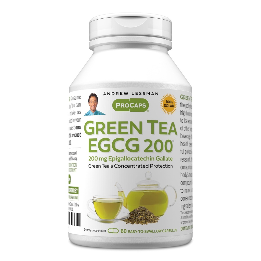 ANDREW LESSMAN Πράσινο Τσάι EGCG 200mg - 60 Κάψουλες - 200 mg EGCG, Ισχυρή Αντιοξειδωτική Υποστήριξη για Υγιή Ηπατική Λειτουργία, Ανοσοποιητικό, Εγκεφαλικό, Καρδιά και Κυκλοφορητικά Συστήματα. Χωρίς πρόσθετα