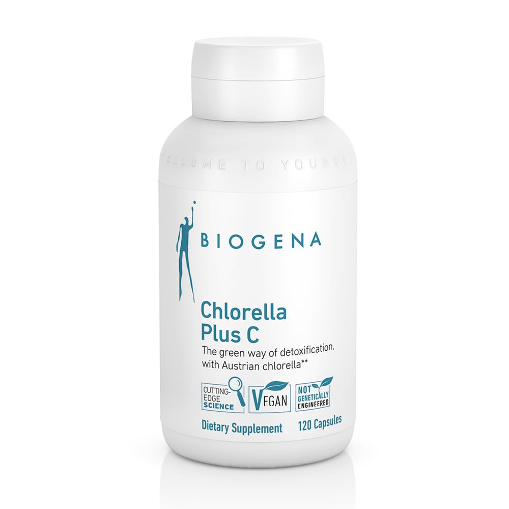 BIOGENA WISSEN SCHAFFT GESUNDHEIT Chlorella Plus C – Πράσινη άλγα Υποστηρίζοντας Detox ** – Καψάκια με 900 mg Βιολογική σκόνη Chlorella Vulgaris - Συμπλήρωμα μη ΓΤΟ