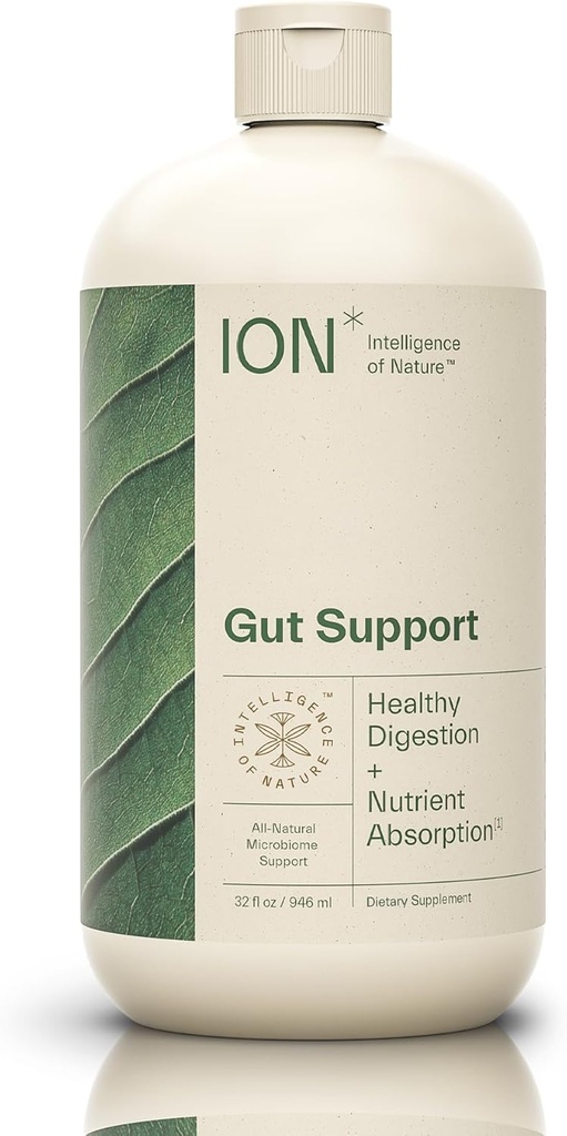 ION* Intelligence of Nature Gut Support Liquid Supplement - Gut & Digestive Health Liquid Drops, Cleanse & Detox with Humic Extract for Women & Men, Adults & Kids 4+ - 32 fl oz (Pack of 1)