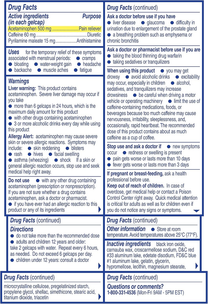 Midol Πλήρης εμμηνόρροια ανακούφιση του πόνου Gelcaps με Acetaminophen για εμμηνόρροια ανακούφιση συμπτώματος - 24 κόμης (πακέτο των 8)