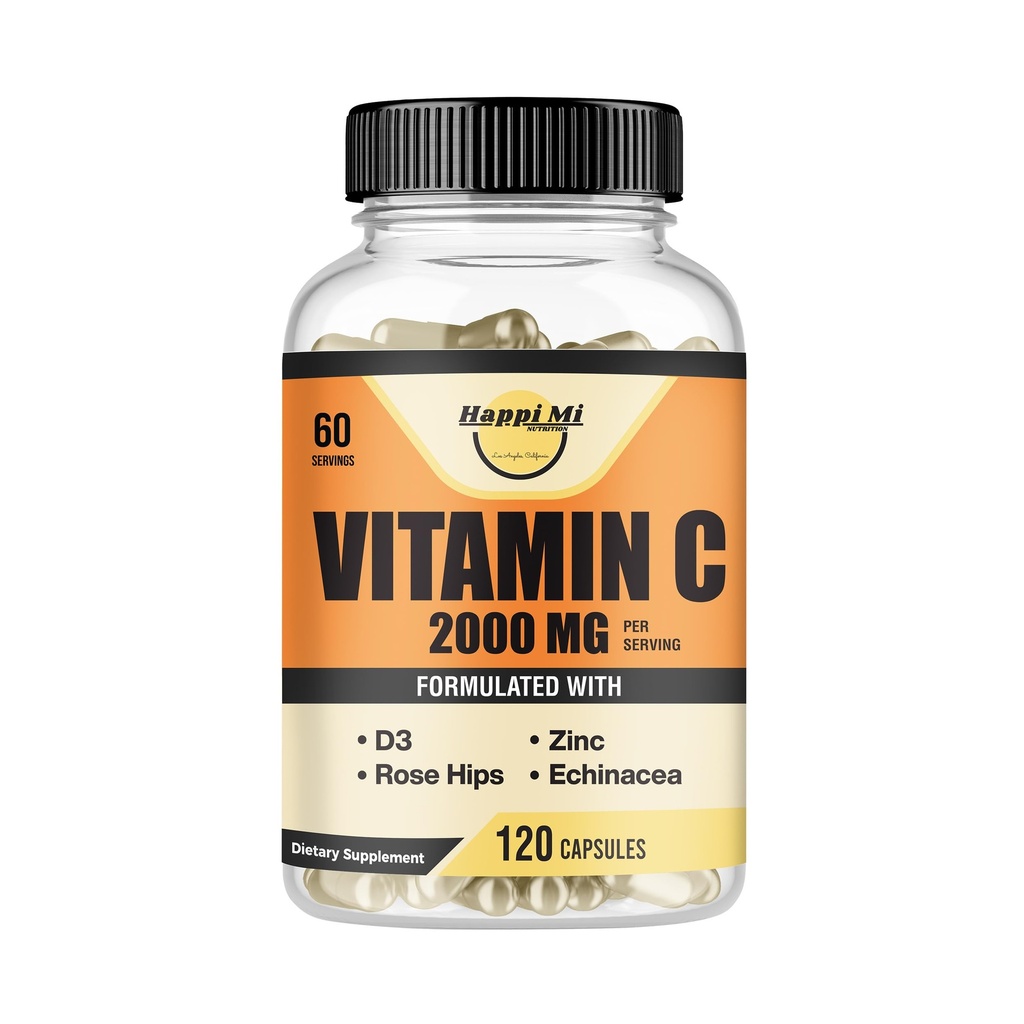 Βιταμίνη C 2000MG, Ψευδάργυρος 40 mg, Βιταμίνη D3 5000 IU, Echinacea Extract, Τριαντάφυλλο, Ανοσοποιητική Υποστήριξη για Ενήλικες & Παιδιά, Ανοσοποιητικό Αναμνηστικό,120 Καπάκια Vegan, 60 Ημέρα Προμήθεια, Μη ΓΤΟ, Χωρίς Φίλτρο